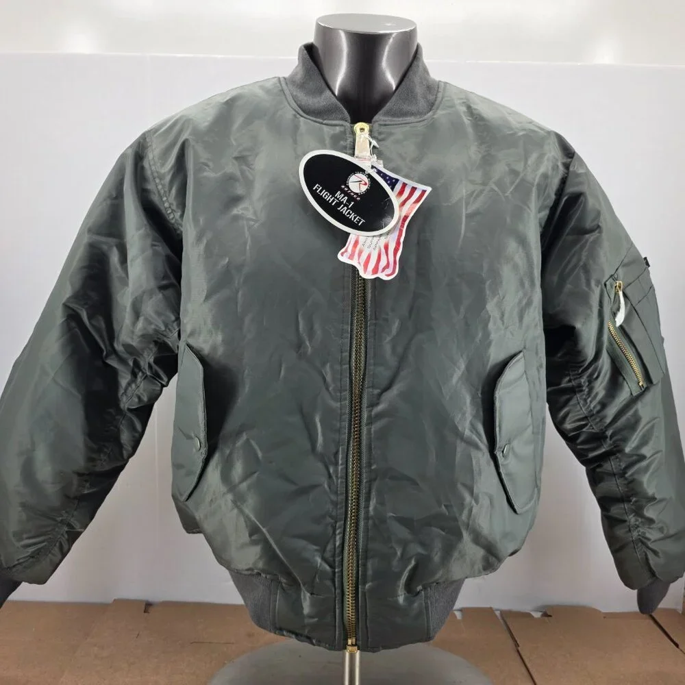 Rothco Jacket Mens Size L Green MA 1 Flight Bomber Reversible Nylon NEW